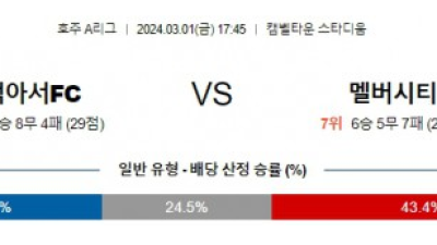 맥아서 멜버른시티 호주A리그분석 국내스포츠 3월1일